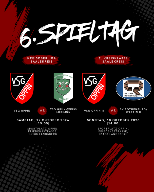 📆 ⚽️ SG Nördlicher Saalekreis vs. VSG – der 6. Spieltag unserer VSG!